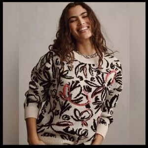 Anthropologie Floral‎ Pop Embroidered Sweater. Soft cozy casual